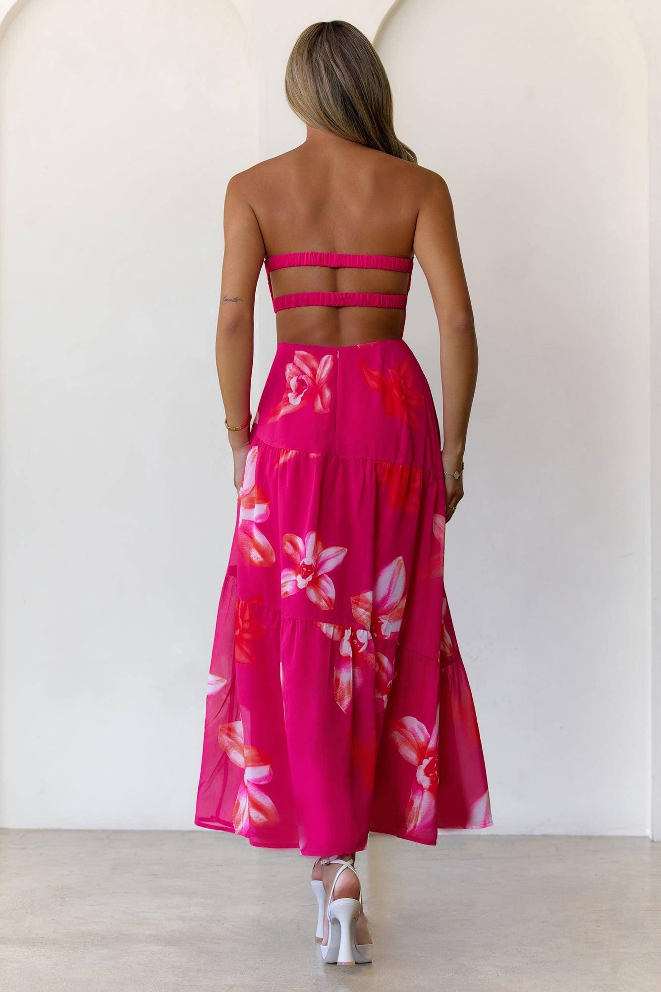 Bloom Vista Strapless Maxi Dress Pink Product Image
