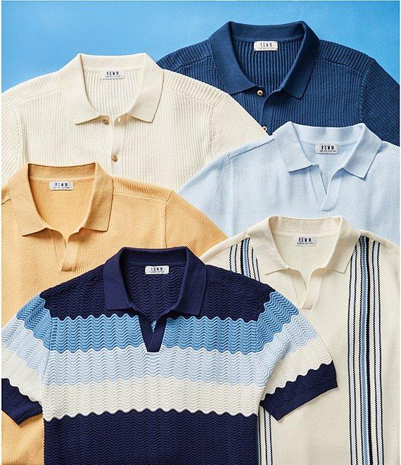 Rowm Tourister Short Sleeve Chunky Twill Sweater Button Front Shirt Product Image