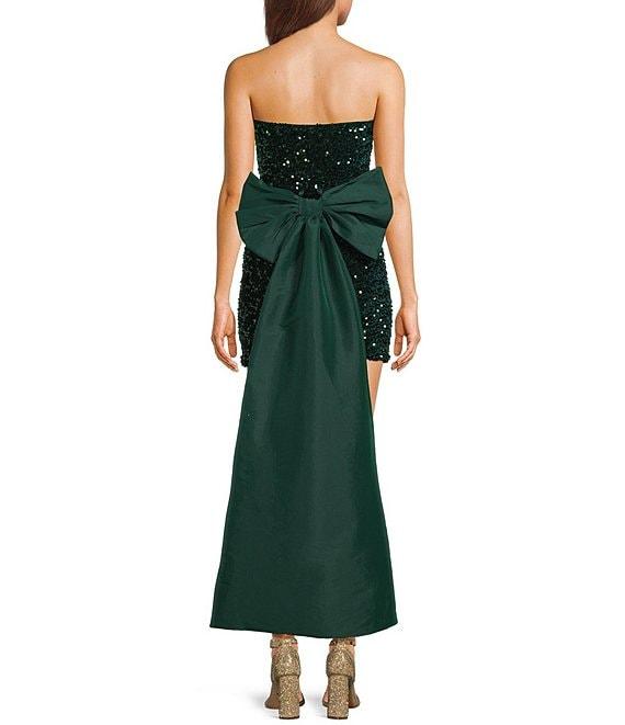 Allison & Kelly Strapless Sequin Back Bow Dress Product Image