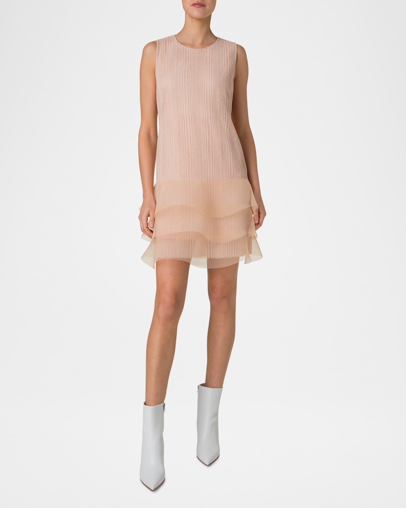 Tiered Ruffle Embroidered Sleeveless Mini Dress Product Image