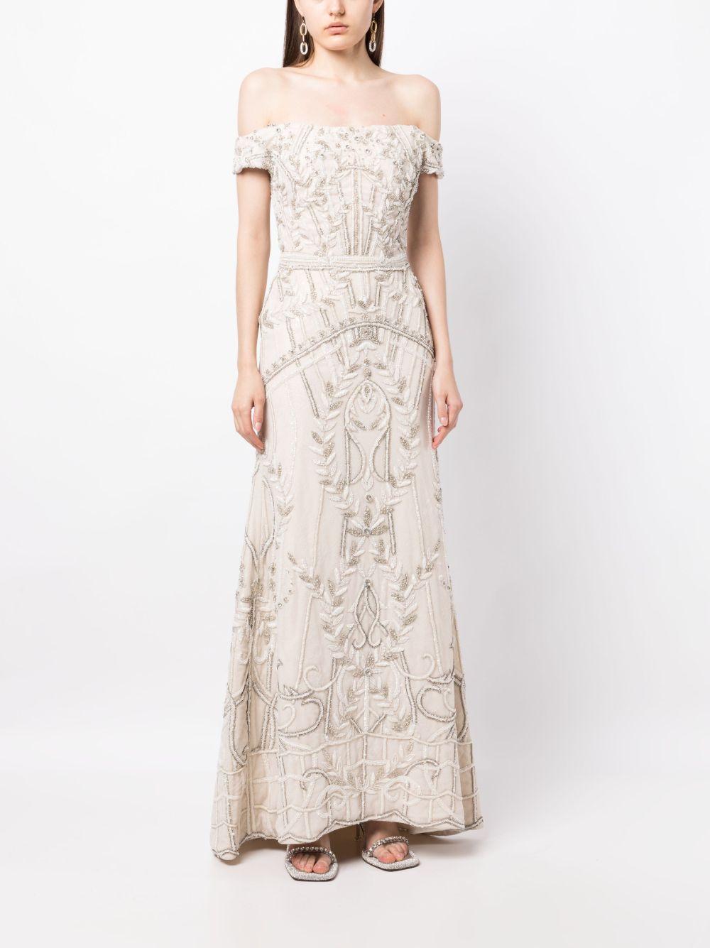 off-shoulder beaded tulle dress Product Image