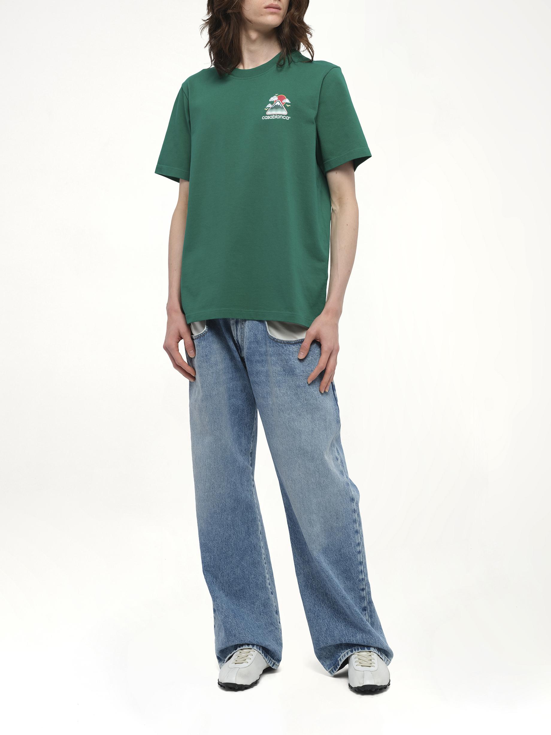 CASABLANCA Mens Montagne Ondulee Brand-print Cotton-jersey T-shirt In Green Product Image