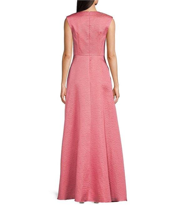 Aidan Mattox V-Neck Sleeveless Jacquard Ballgown Product Image