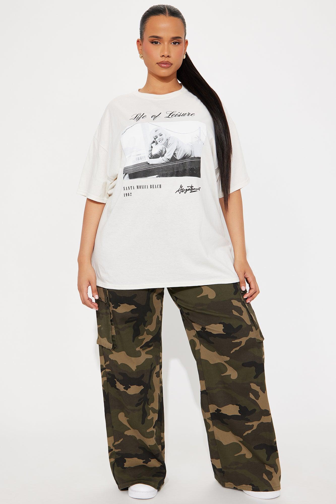 Marilyn Monroe Life Of Leisure Oversized Tee - Cream Product Image
