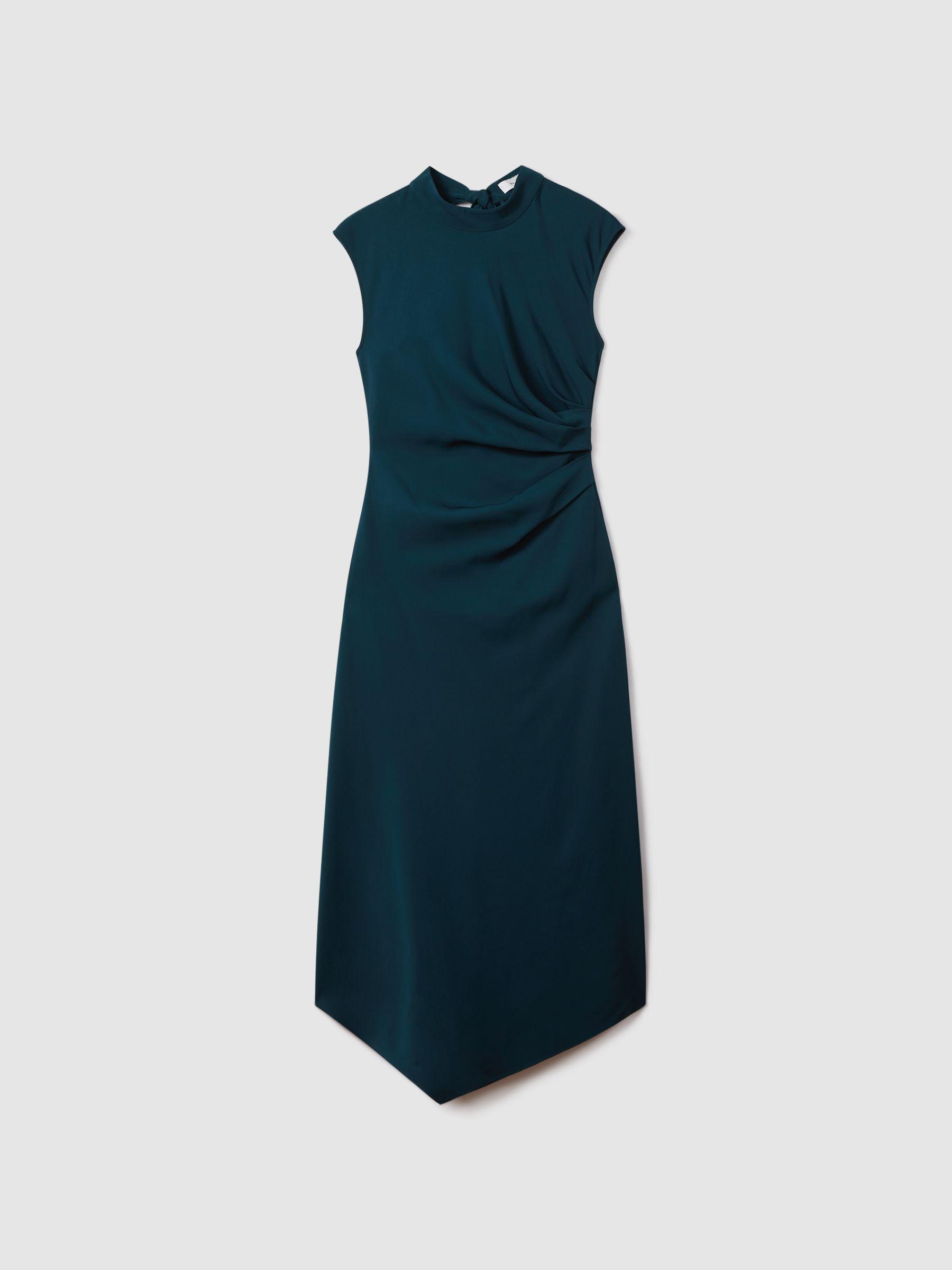 Ruched Midi Dress in Teal Product Image