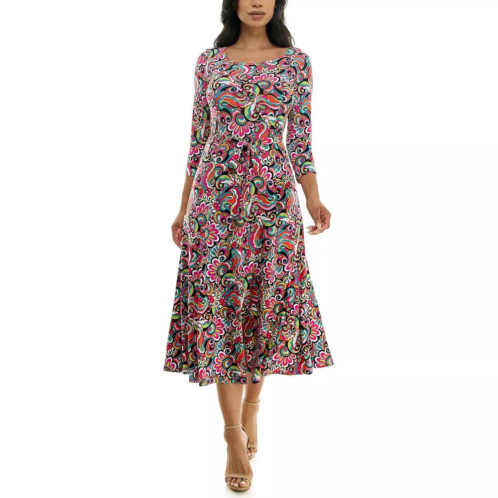Women's Nina Leonard Sylvia Midi Dress with Belt,  Product Image