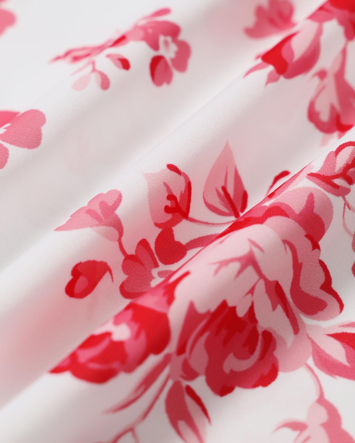 Pink Floral Ruched Mini Dress Product Image