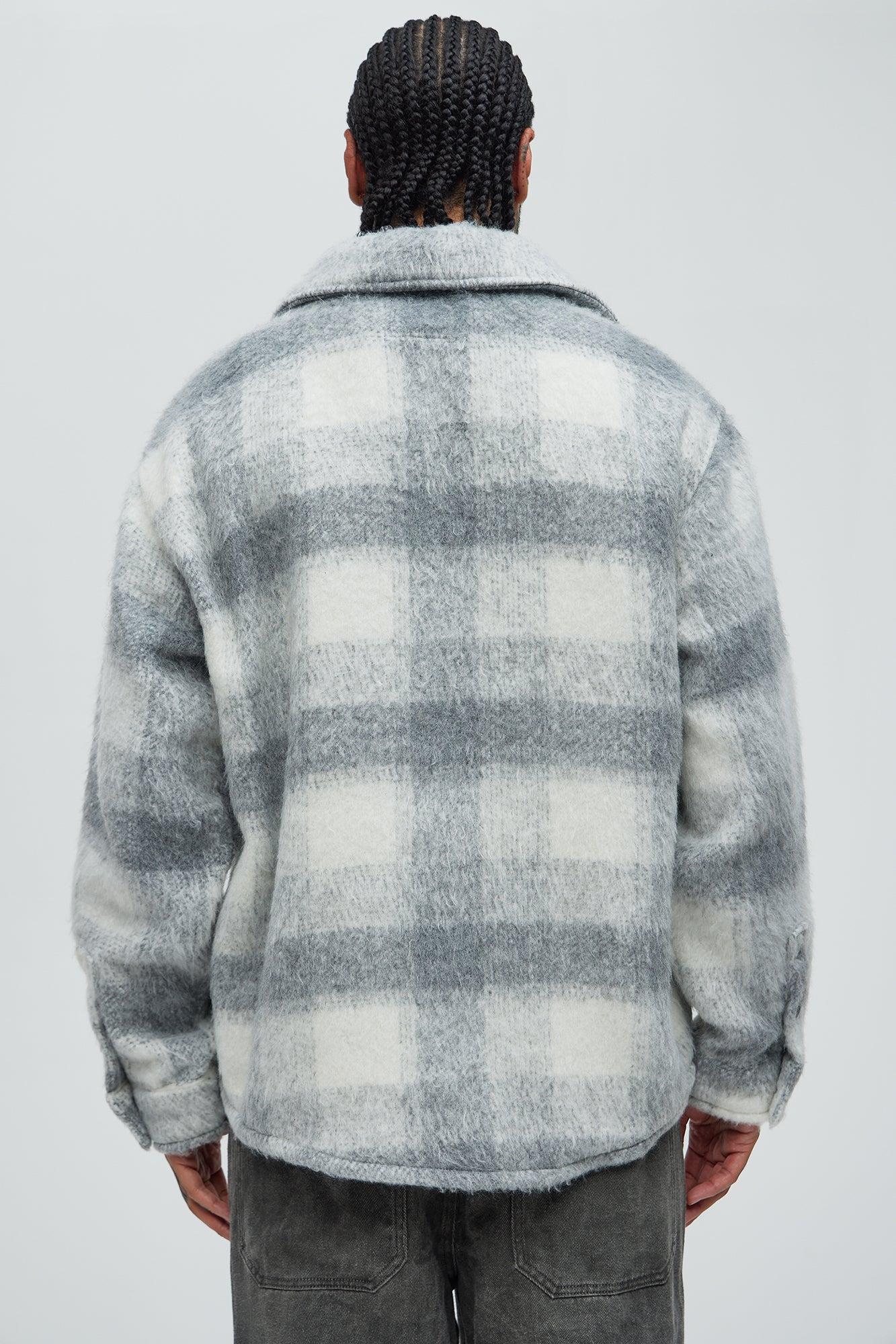 Move Up Plaid Shacket - Grey/Grey Male Product Image