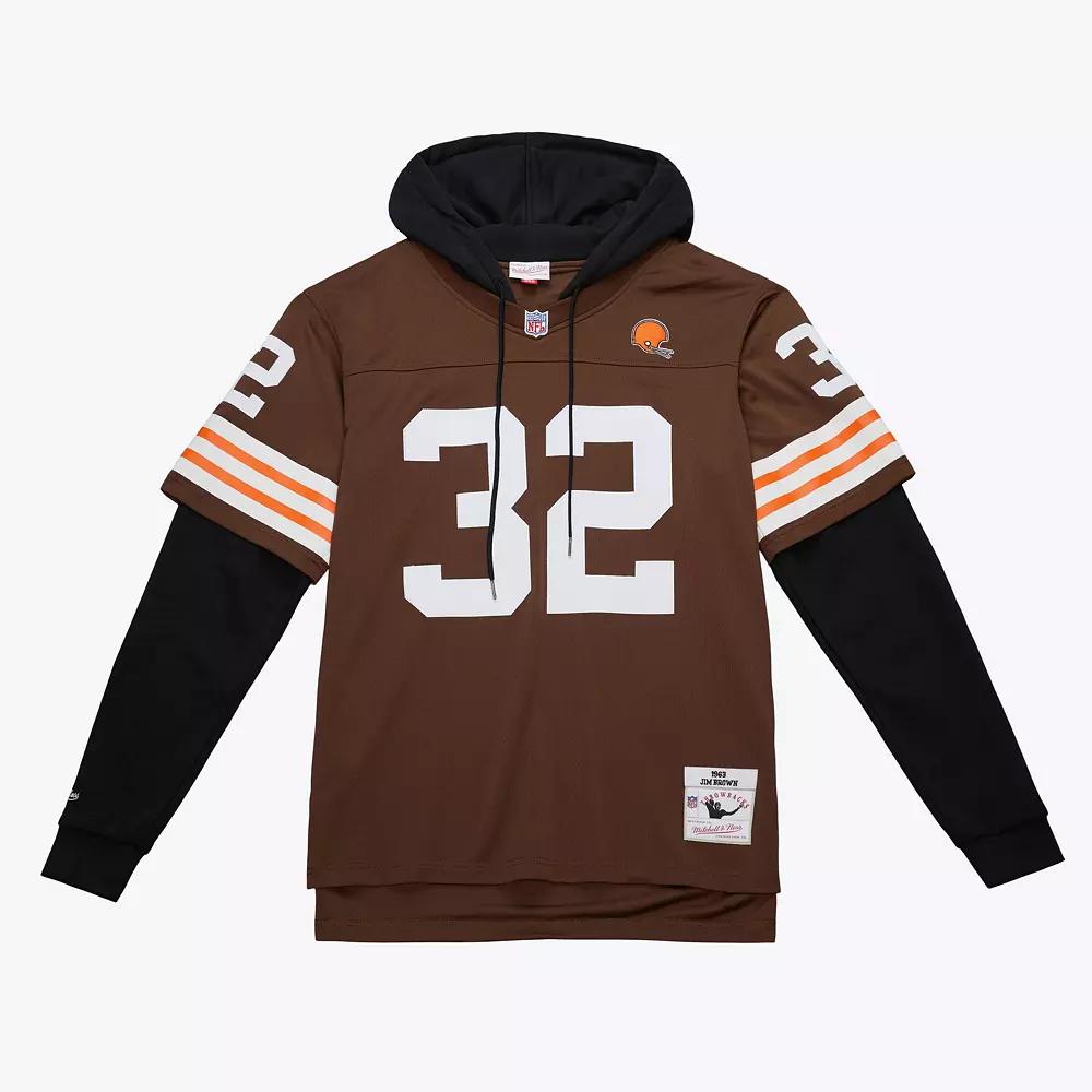 Men's Mitchell & Ness Jim Brown Brown Cleveland Browns Player Name & Number Hoodie Legacy Jersey,  Product Image