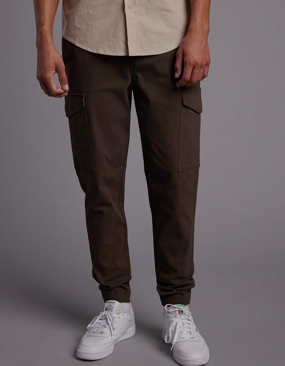 RSQ Mens Twill Cargo Jogger Pants - OLIVE Product Image