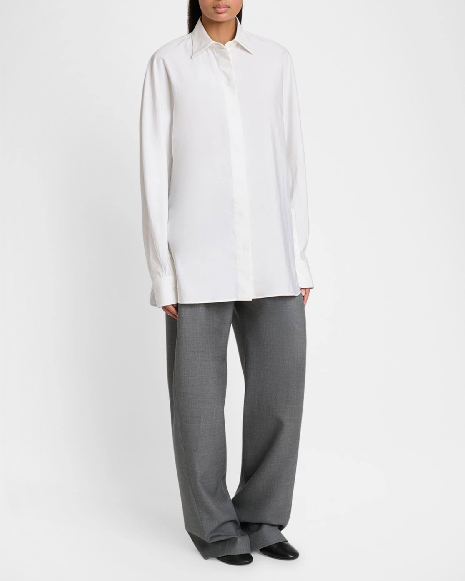 Curved Sleeve Button-Down Cocoon Shirt Product Image