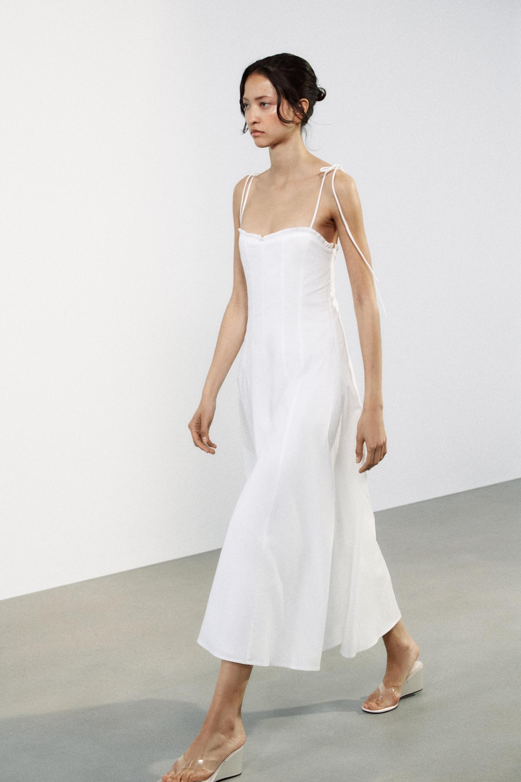 RUFFLED POPLIN MIDI DRESS Product Image