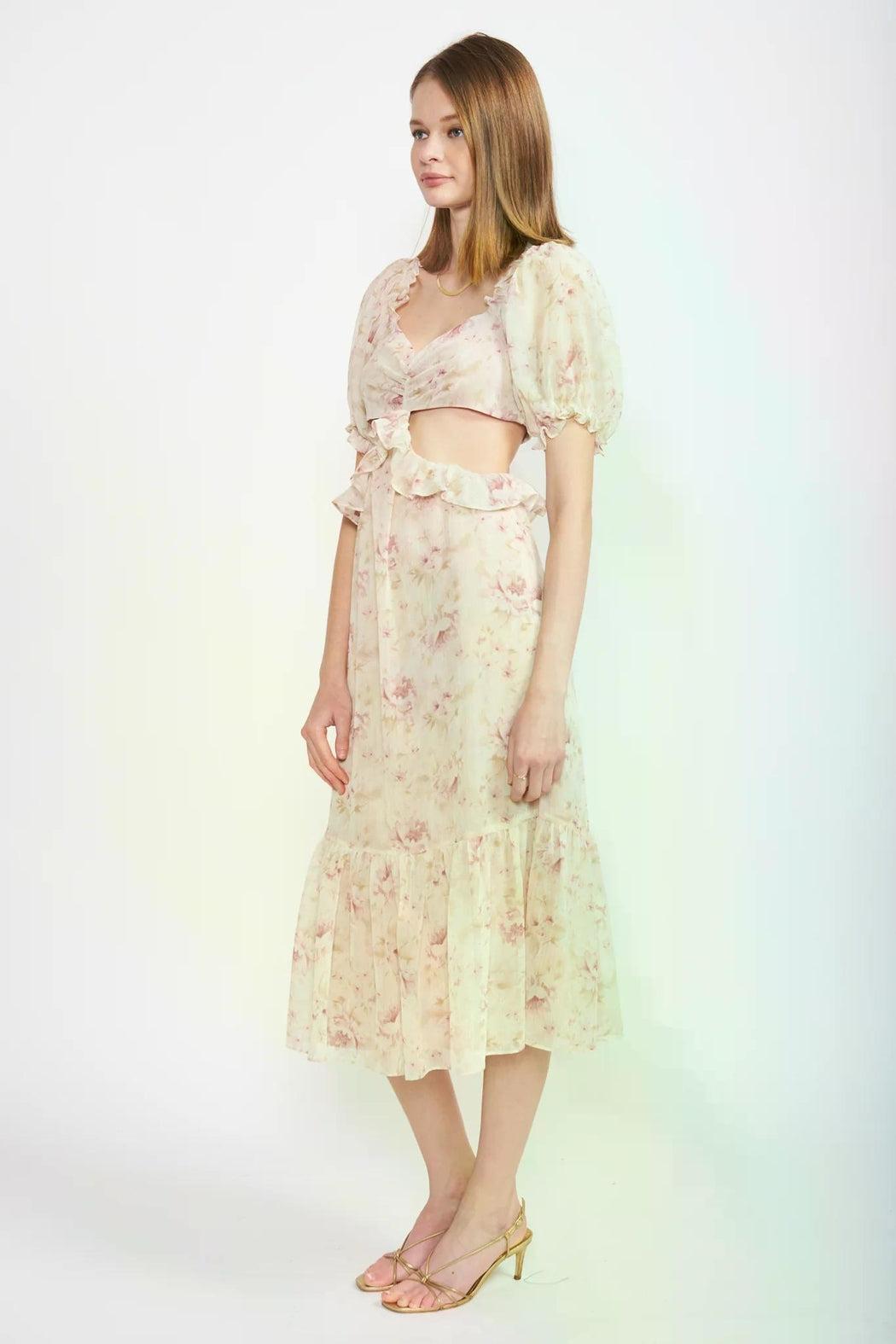 En Saison Kika Floral Cut Out Midi Dress FINAL SALE Product Image