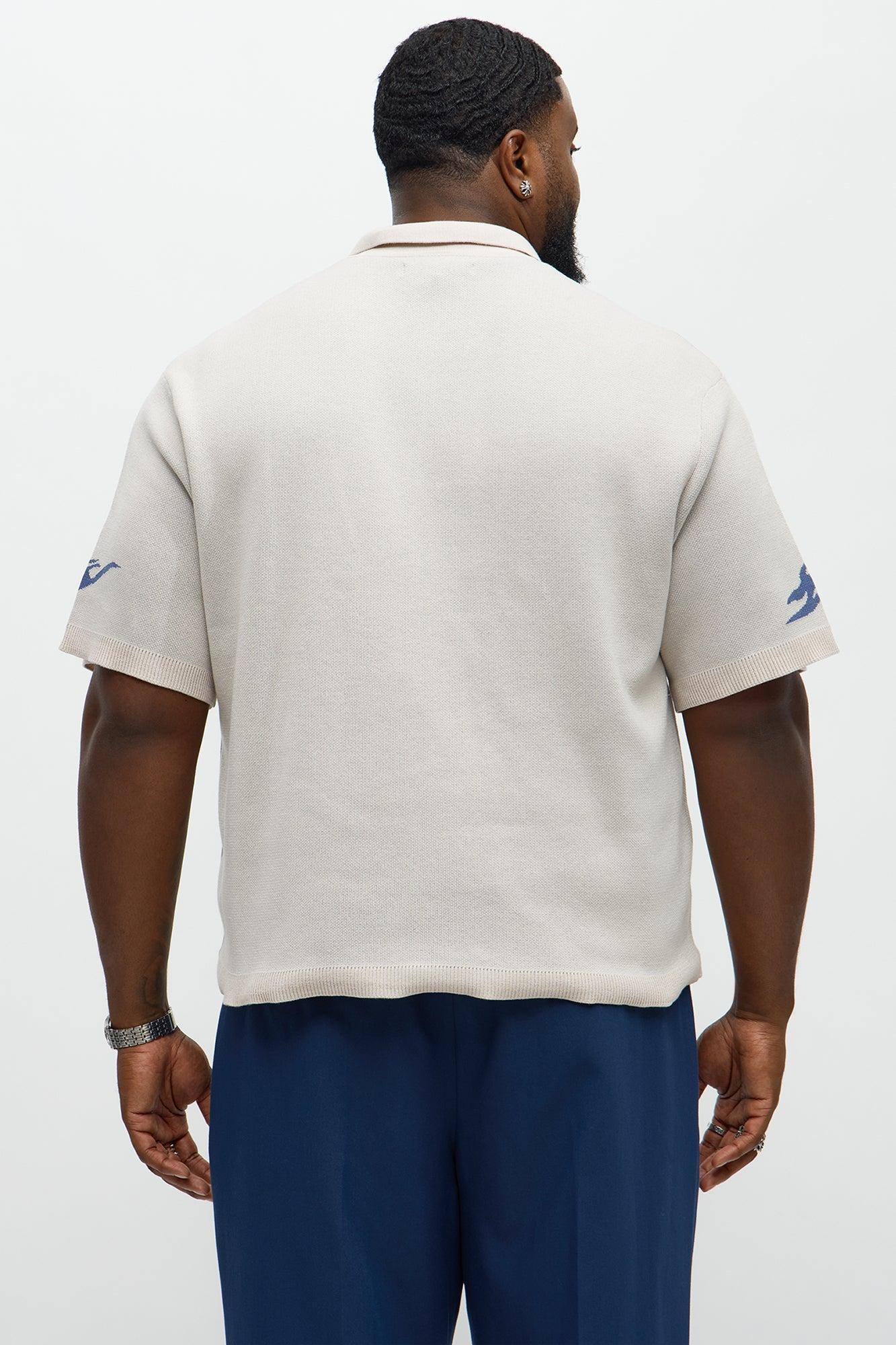 Regular Fit 13 Button Up Sweater Shirt - Cream/combo Male Product Image