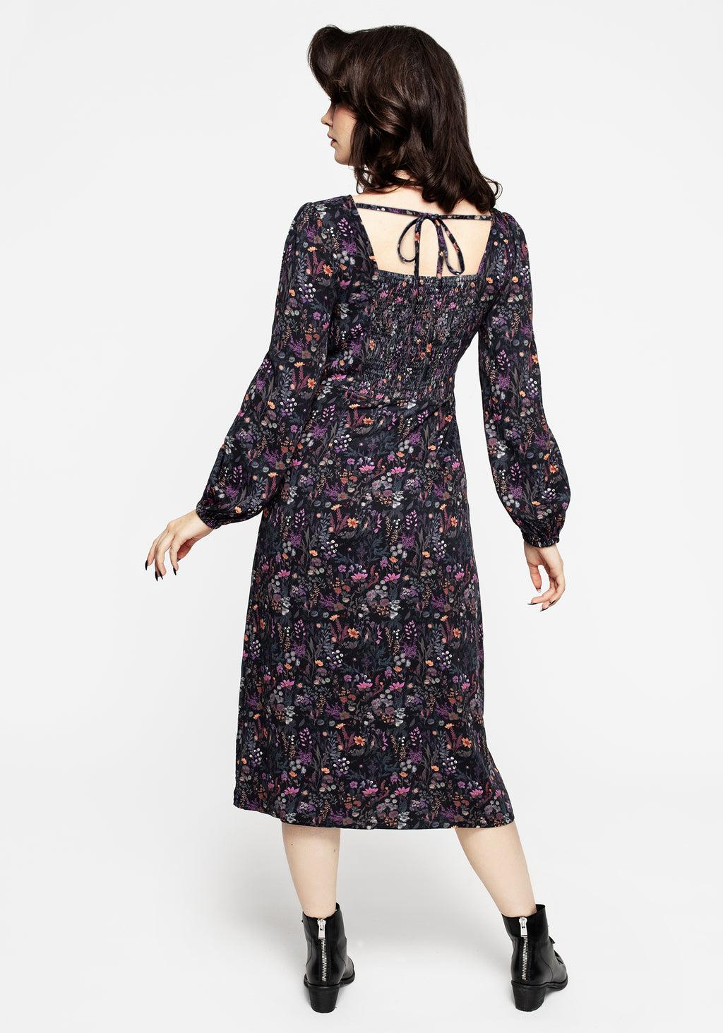 Heliotrope Floral Print Midi Dress Product Image