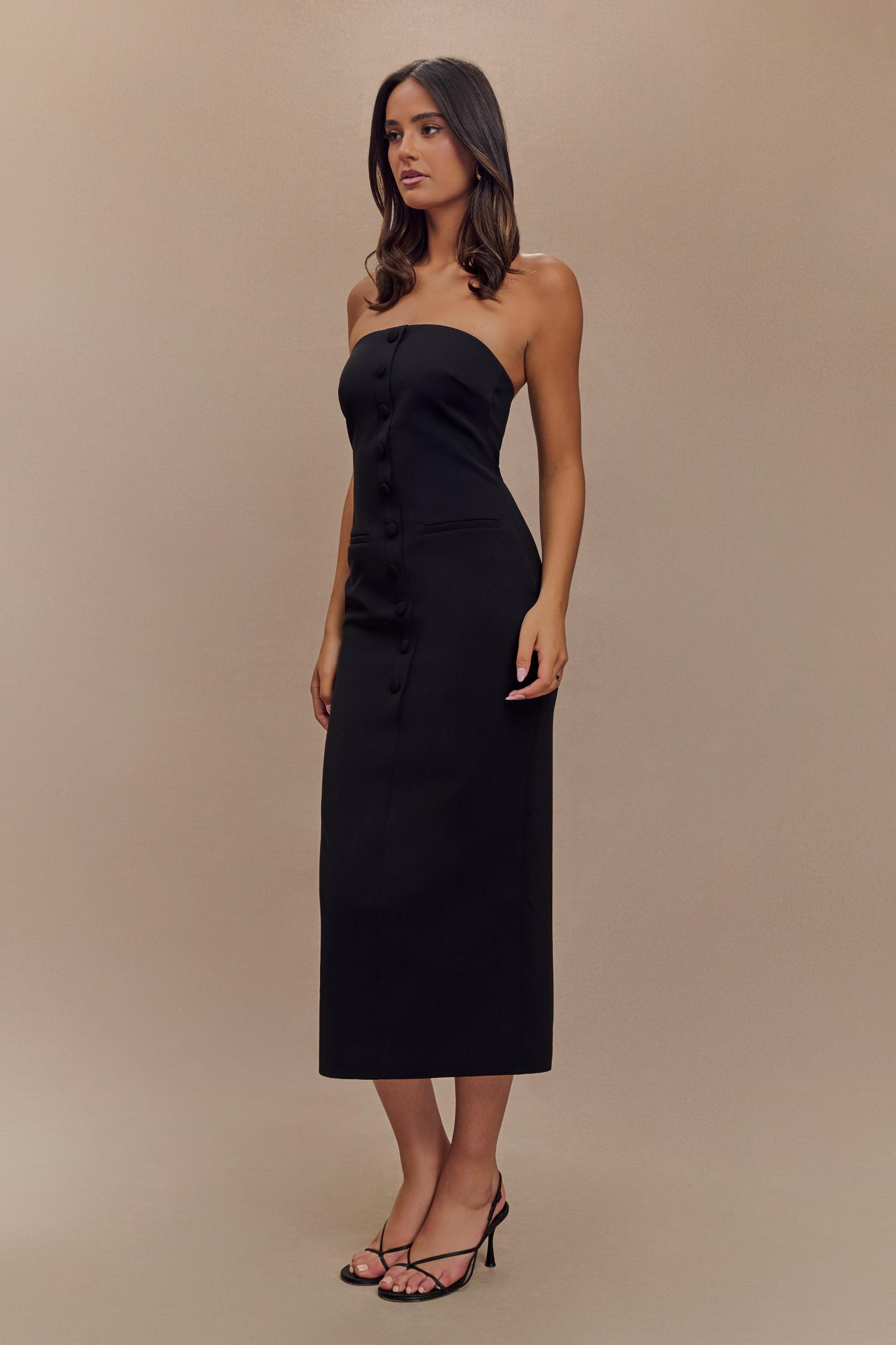 Sussan Strapless Midi Dress - Black Product Image