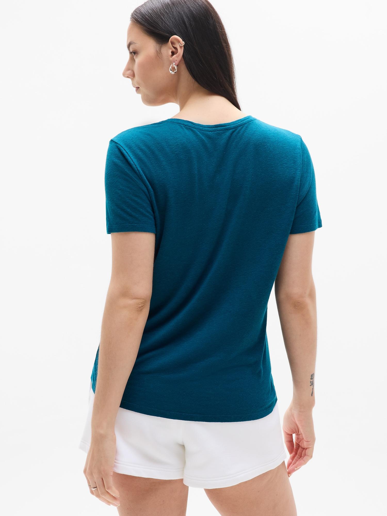 Getaway Linen Blend V-Neck Tee Product Image