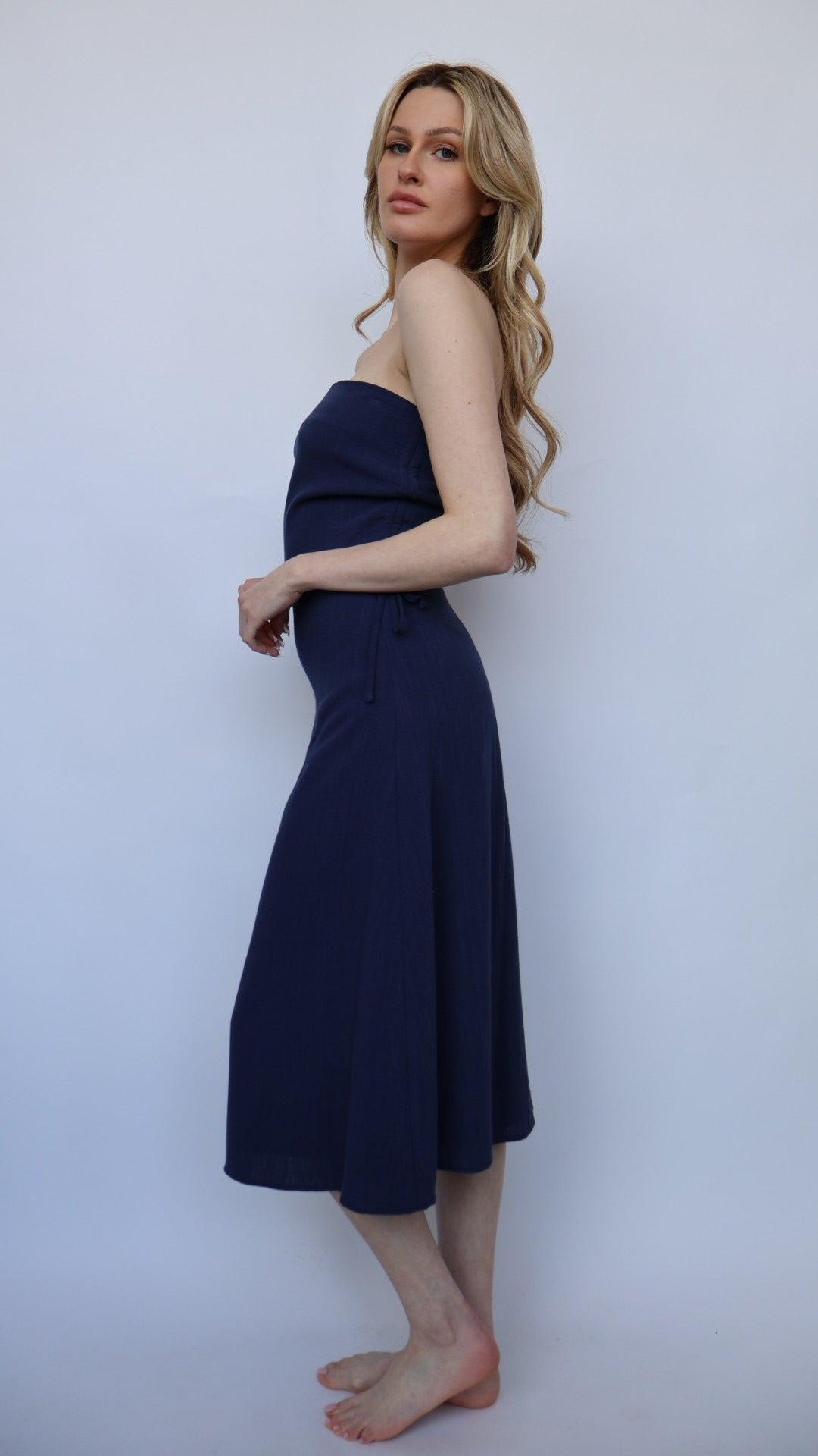 Side Ruched Tube Dress Product Image