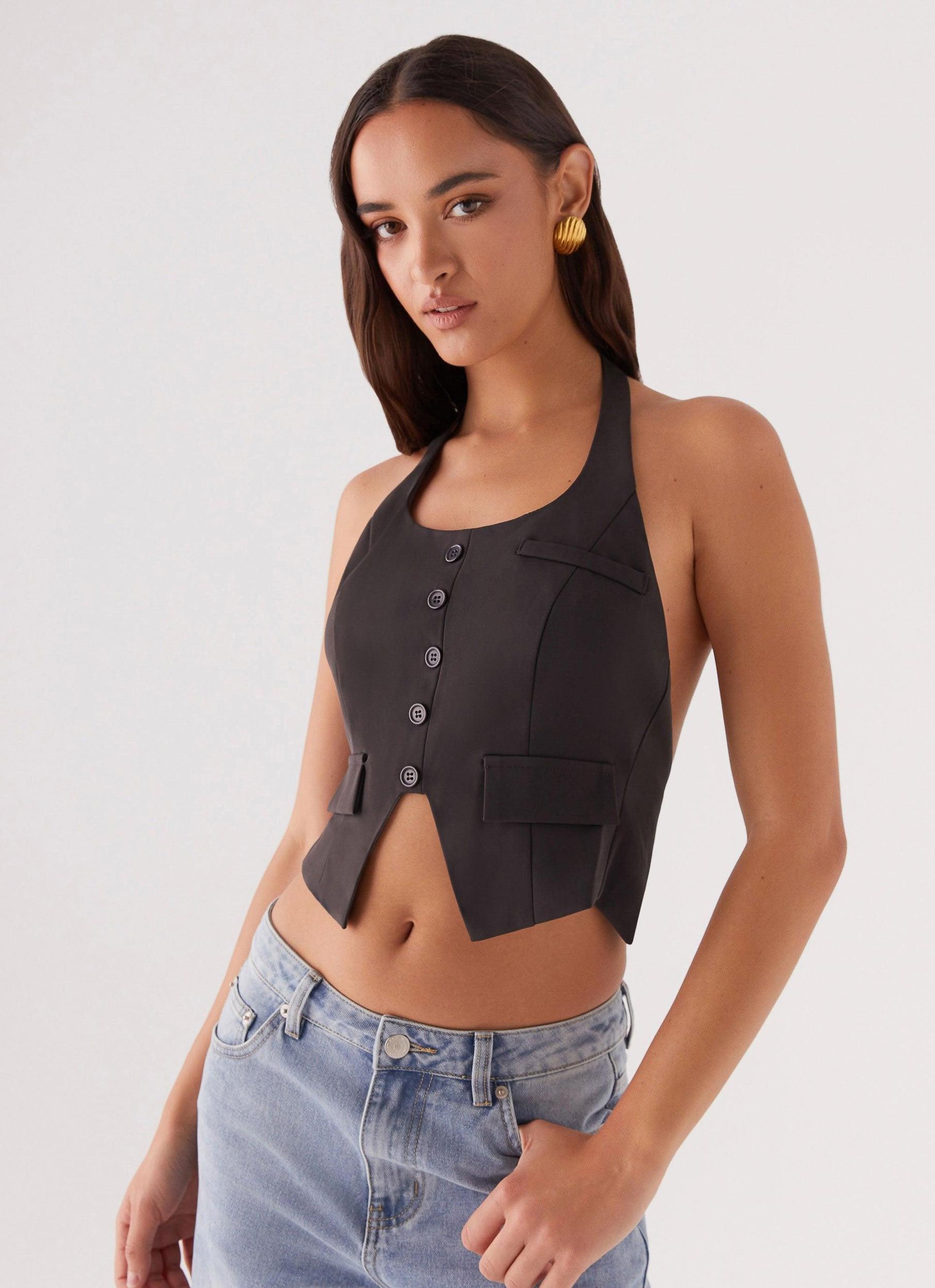 Kendra Backless Vest - Black Product Image