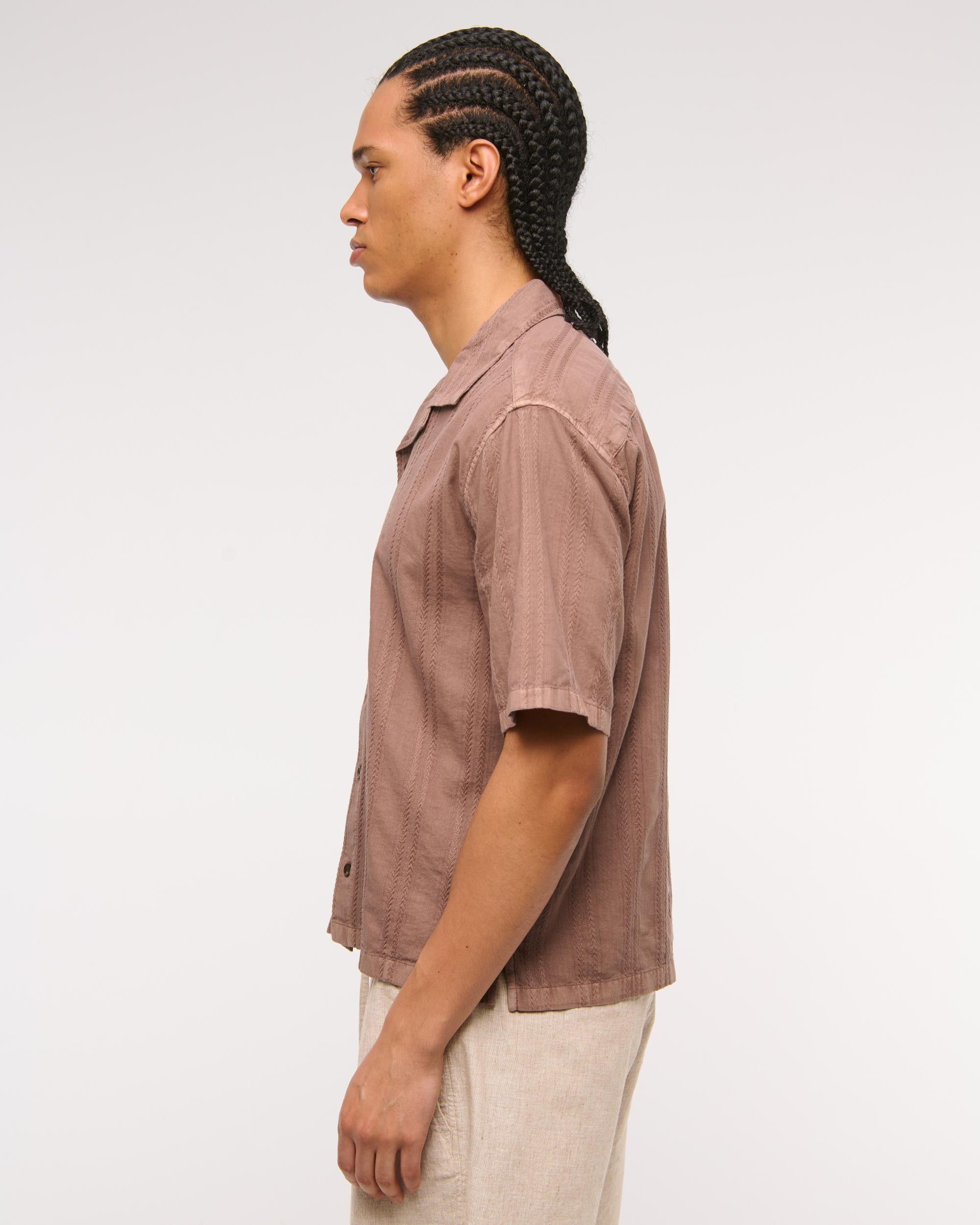 Camp Collar Braided Button-Up Shirt Product Image