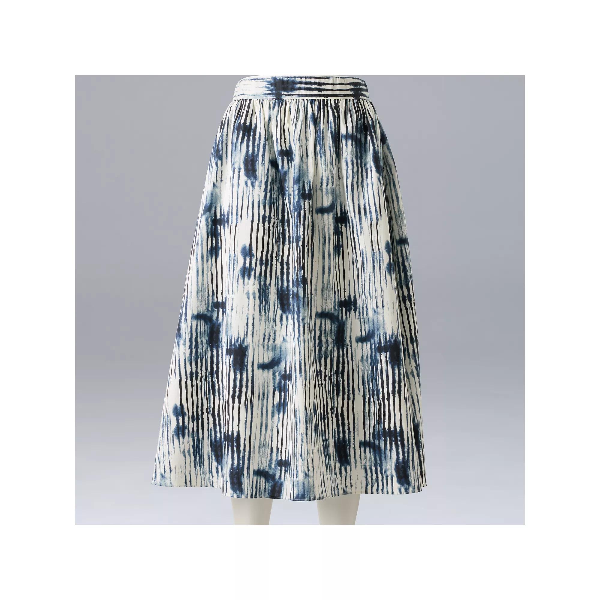 Women's Simply Vera Vera Wang Shirred Midi Skirt, Size: XXL, Blue Vertical Dye Product Image