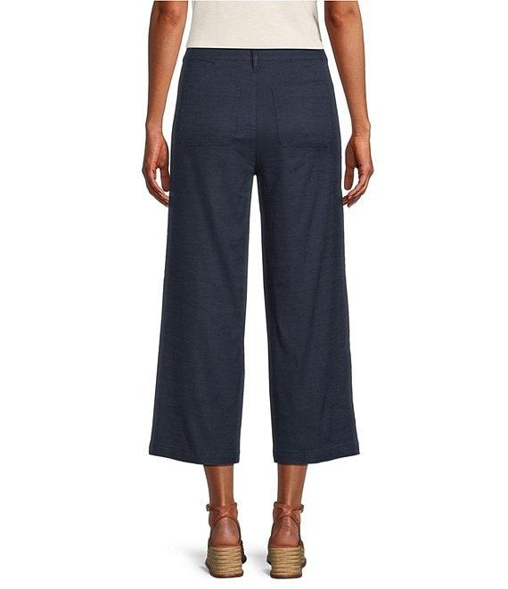 NYDJ Stretch Linen Blend High Rise Wide Leg Cargo Capri Pants Product Image