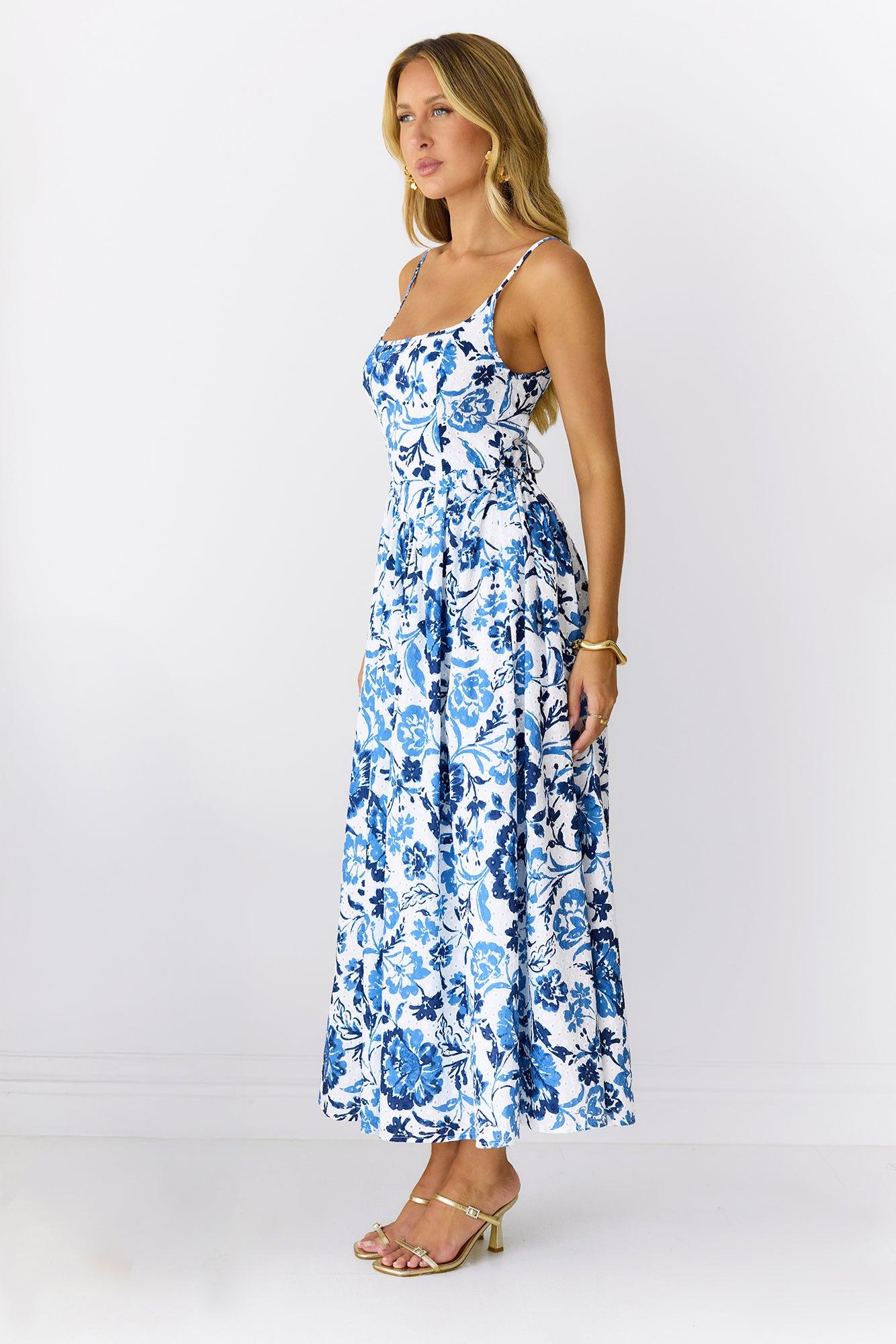 Fresh Blossom Maxi Dress Blue Product Image