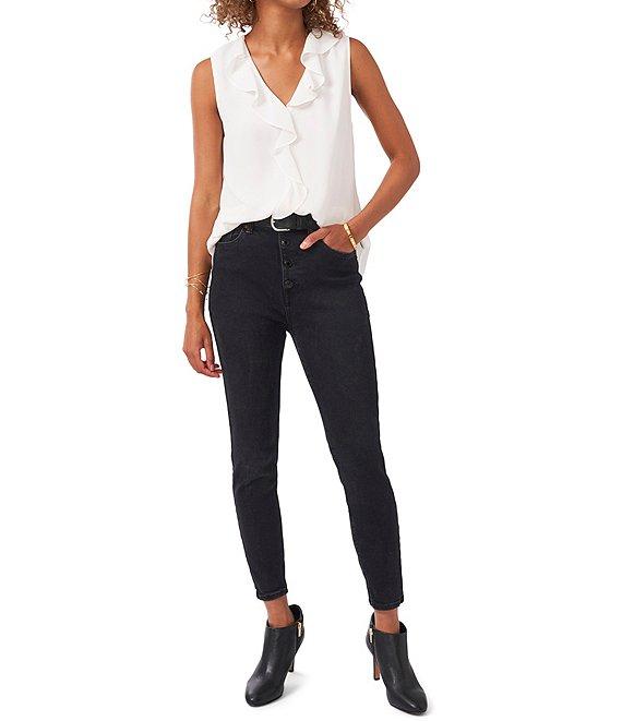 Vince Camuto Sleeveless V-Neck Ruffle Front Blouse Product Image