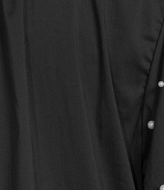 Calessa Short Pearl Sleeve Split V-Neck Woven Blouse Product Image