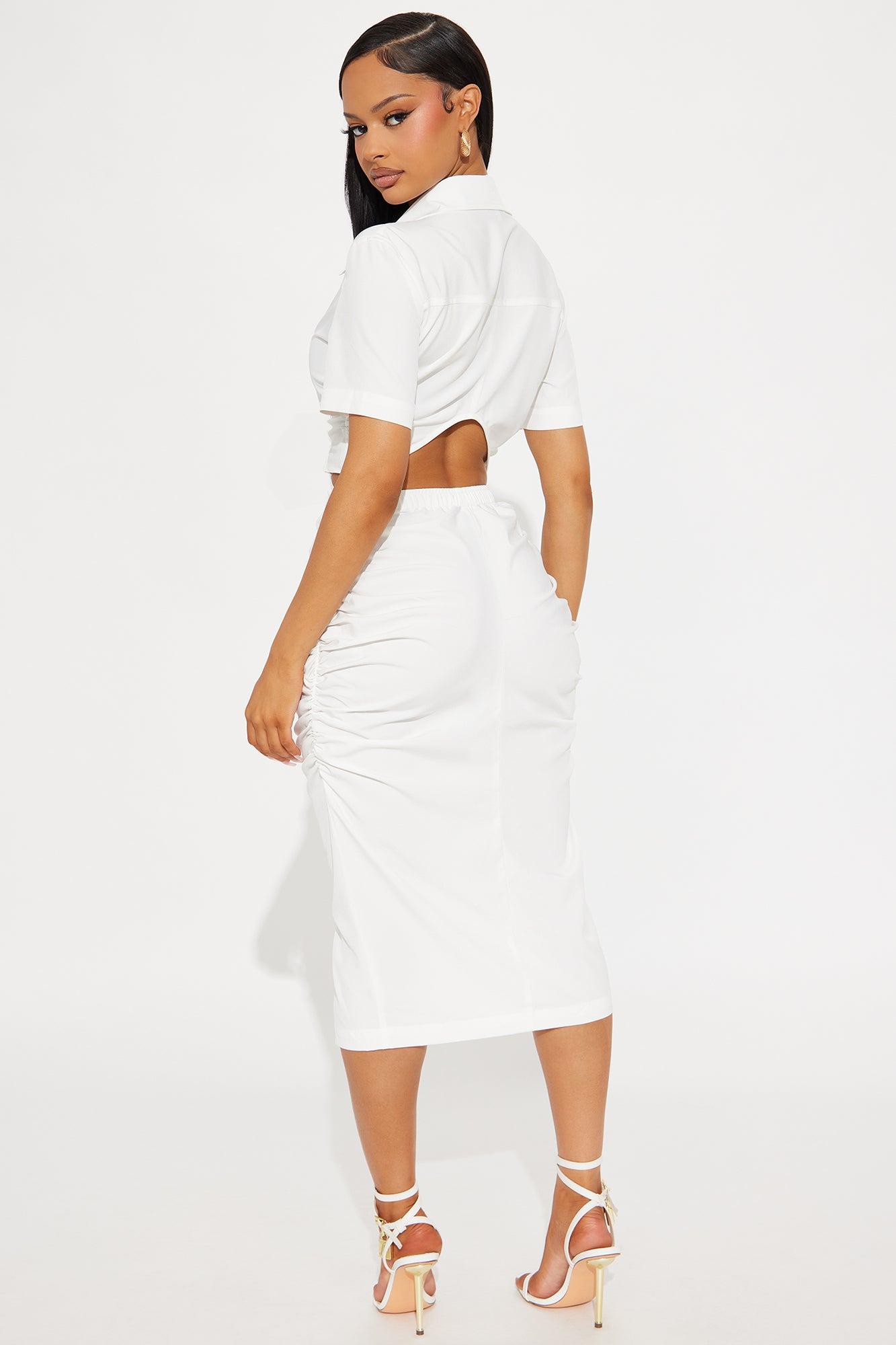 Jennifer Collared Midi Dress - White Product Image