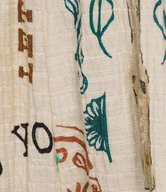 Agua Bendita Frank Nopal Desert Print Crinkle Woven Elastic Tie Waist Pants Product Image