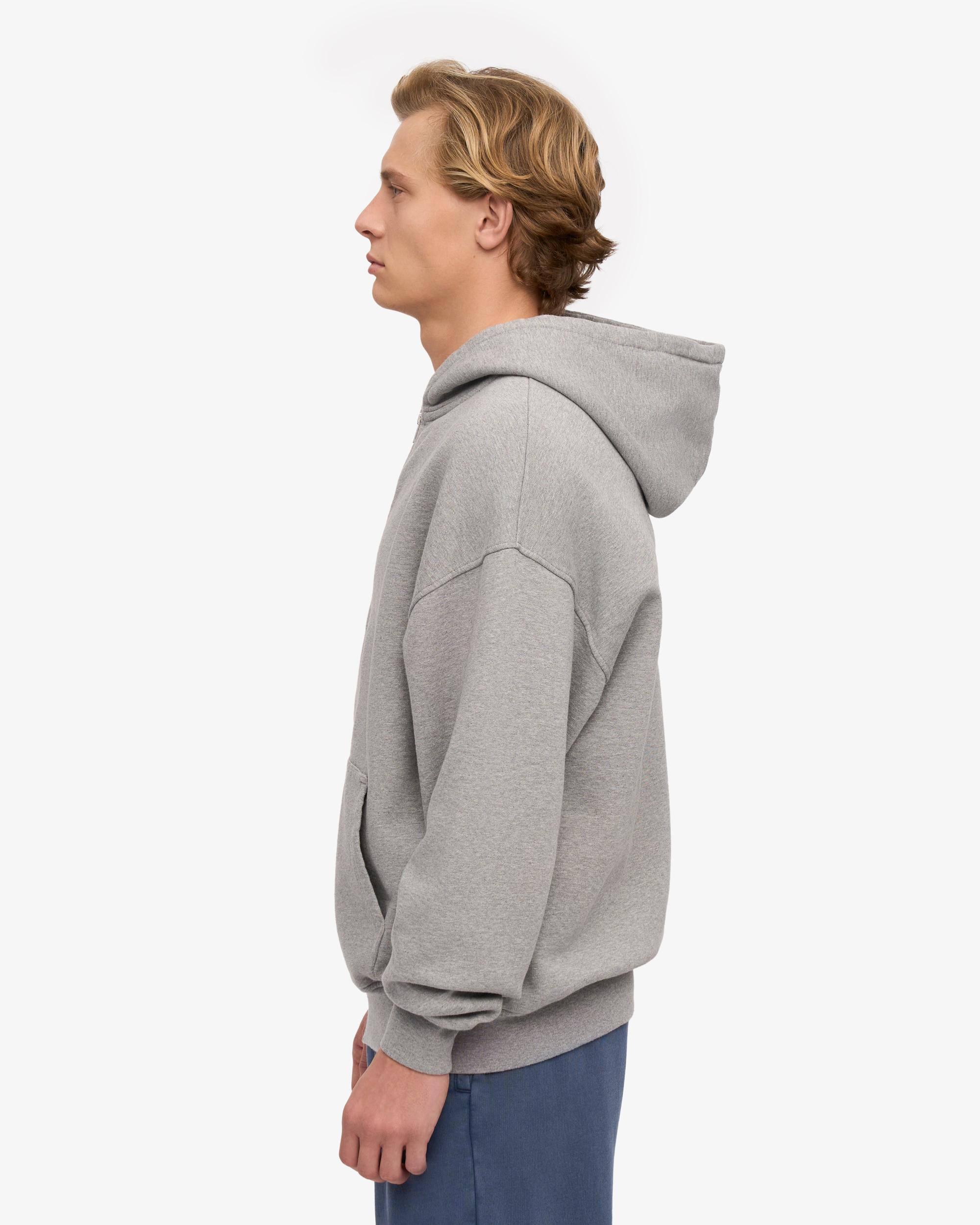 Organic Oversized Zip Hood - Heather Grey Product Image