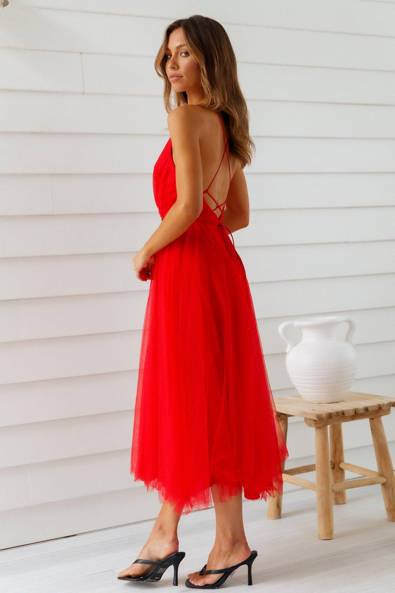 Summer Cinderella Midi Dress Red Product Image