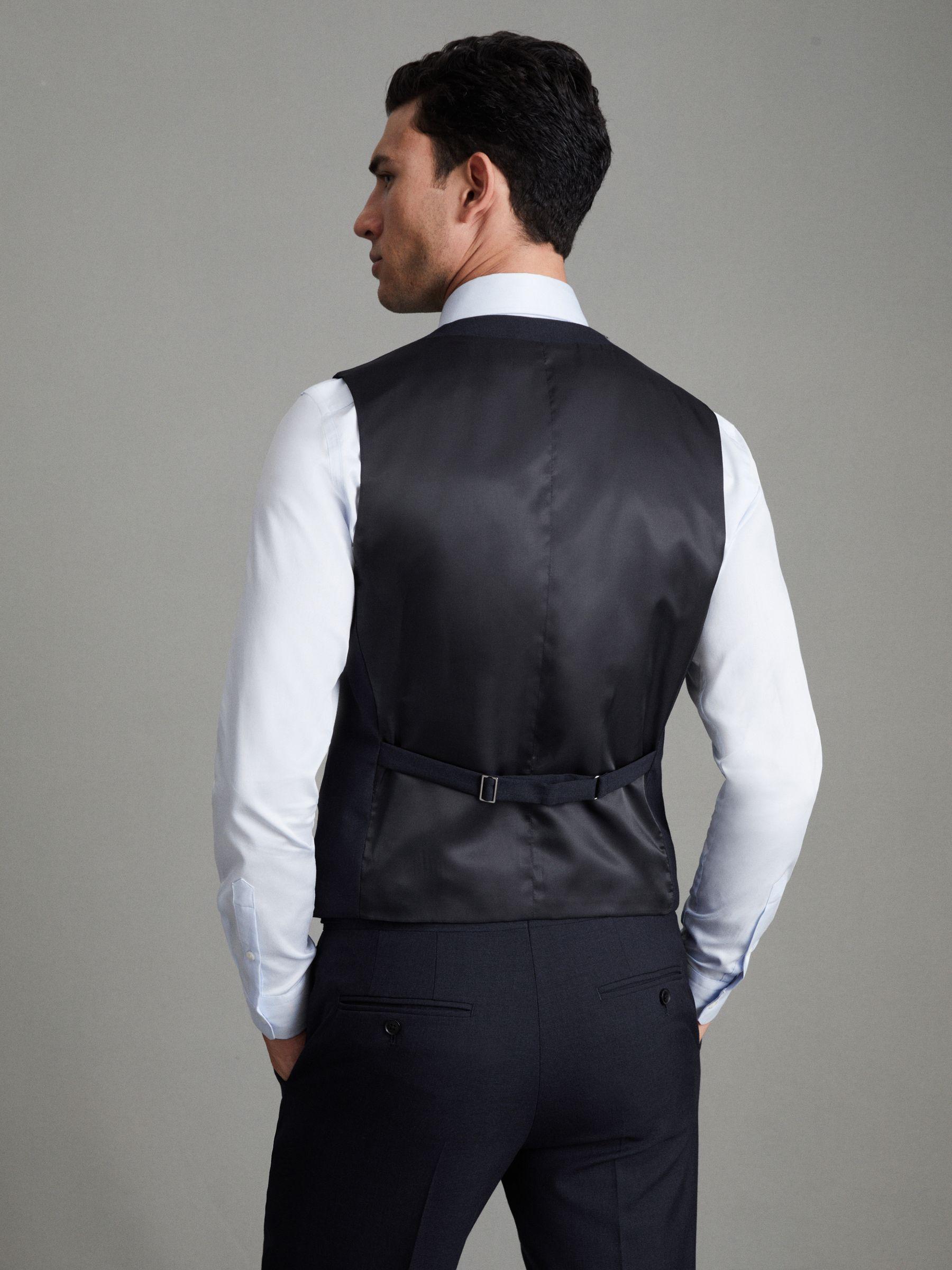 Horse Shoe Slim Fit Wool Waistcoat in Navy Product Image