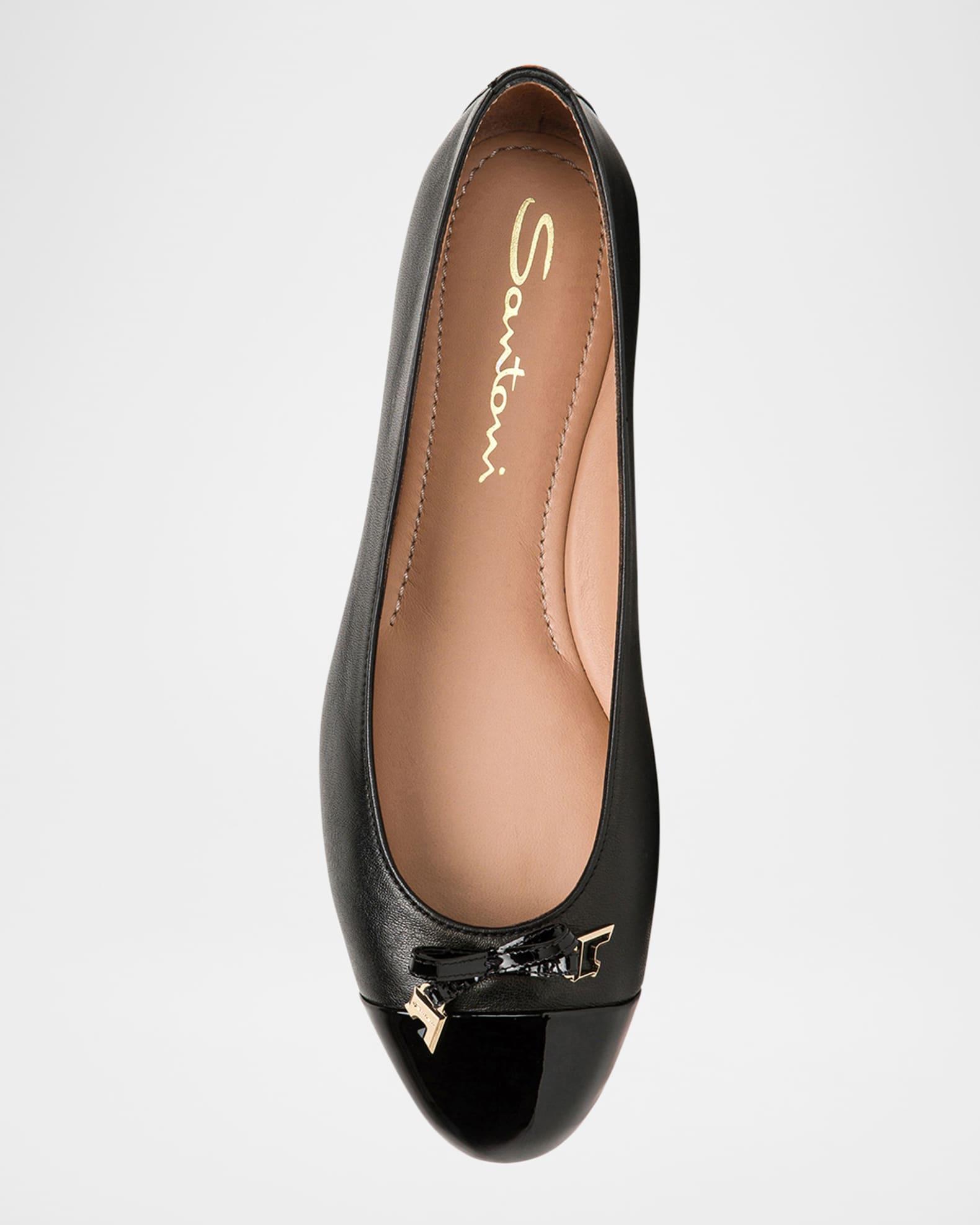 Sandy Leather Bow Ballet Flats Product Image