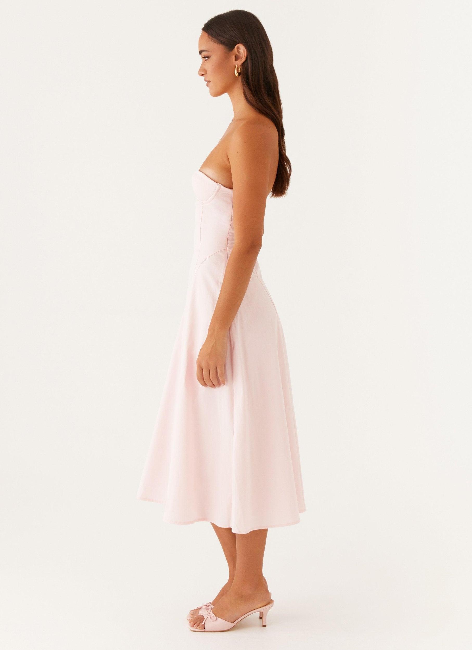 Maika Strapless Midi Dress - Pink Product Image