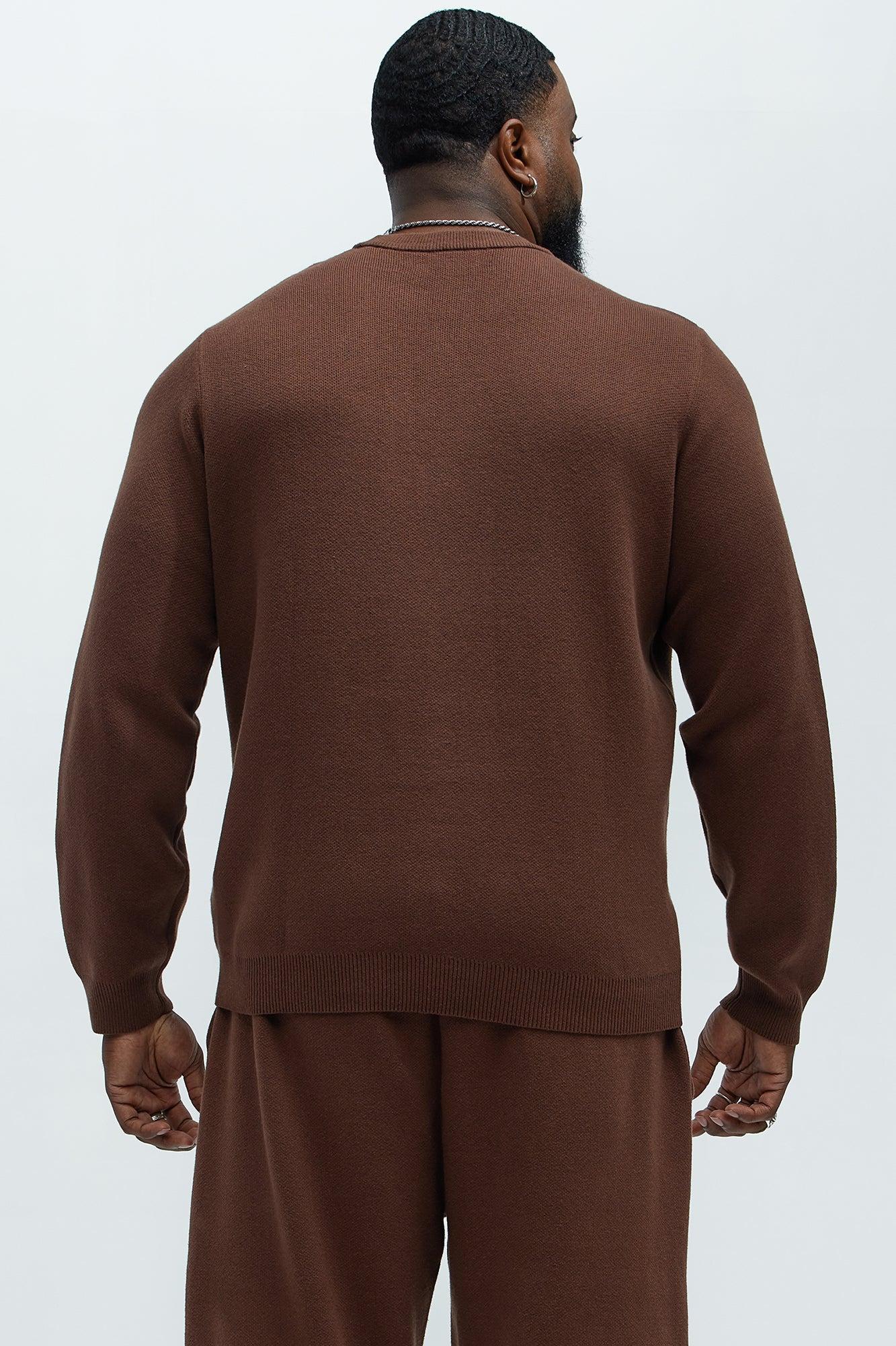 Recline Sweater Knit Crewneck - Brown Product Image