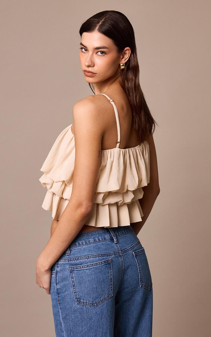 Cream Chiffon Layered Puffball Cami Top Product Image