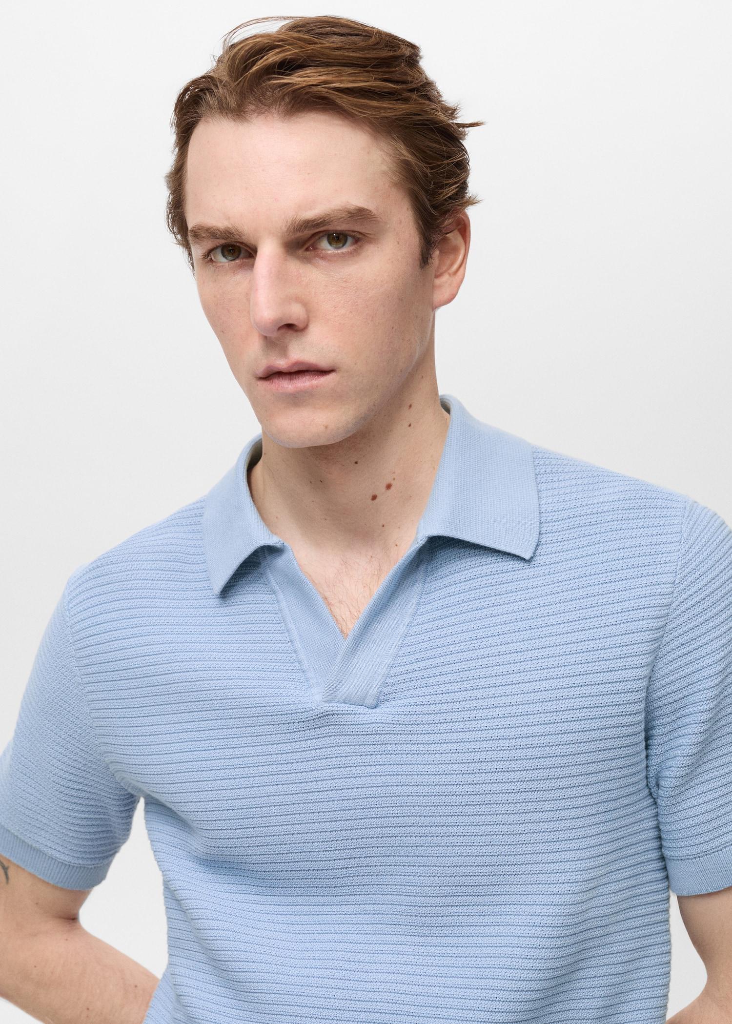 100% cotton knitted polo structure - Men | MANGO USA Product Image