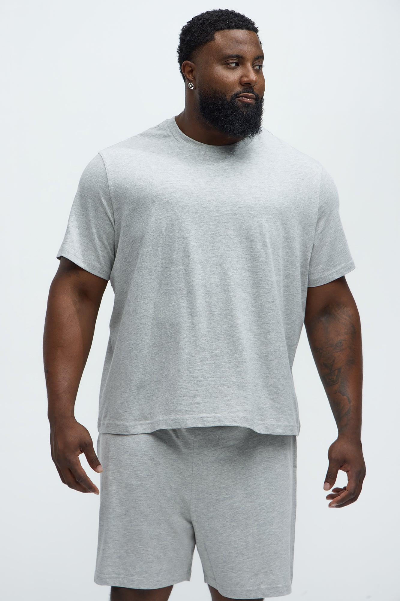 Essential Cotton Lounge Short Sleeve Tee - Heather Grey Product Image