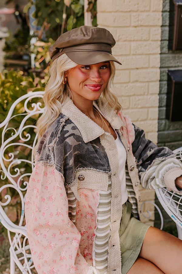 Uptown Chic Faux Leather Cabbie Hat in Cinnamon Product Image