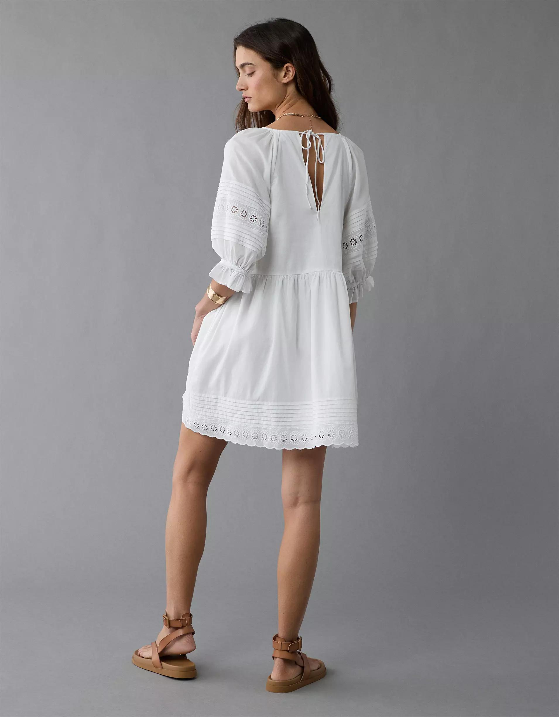 AE Puff Sleeve Embroidered Mini Dress Product Image