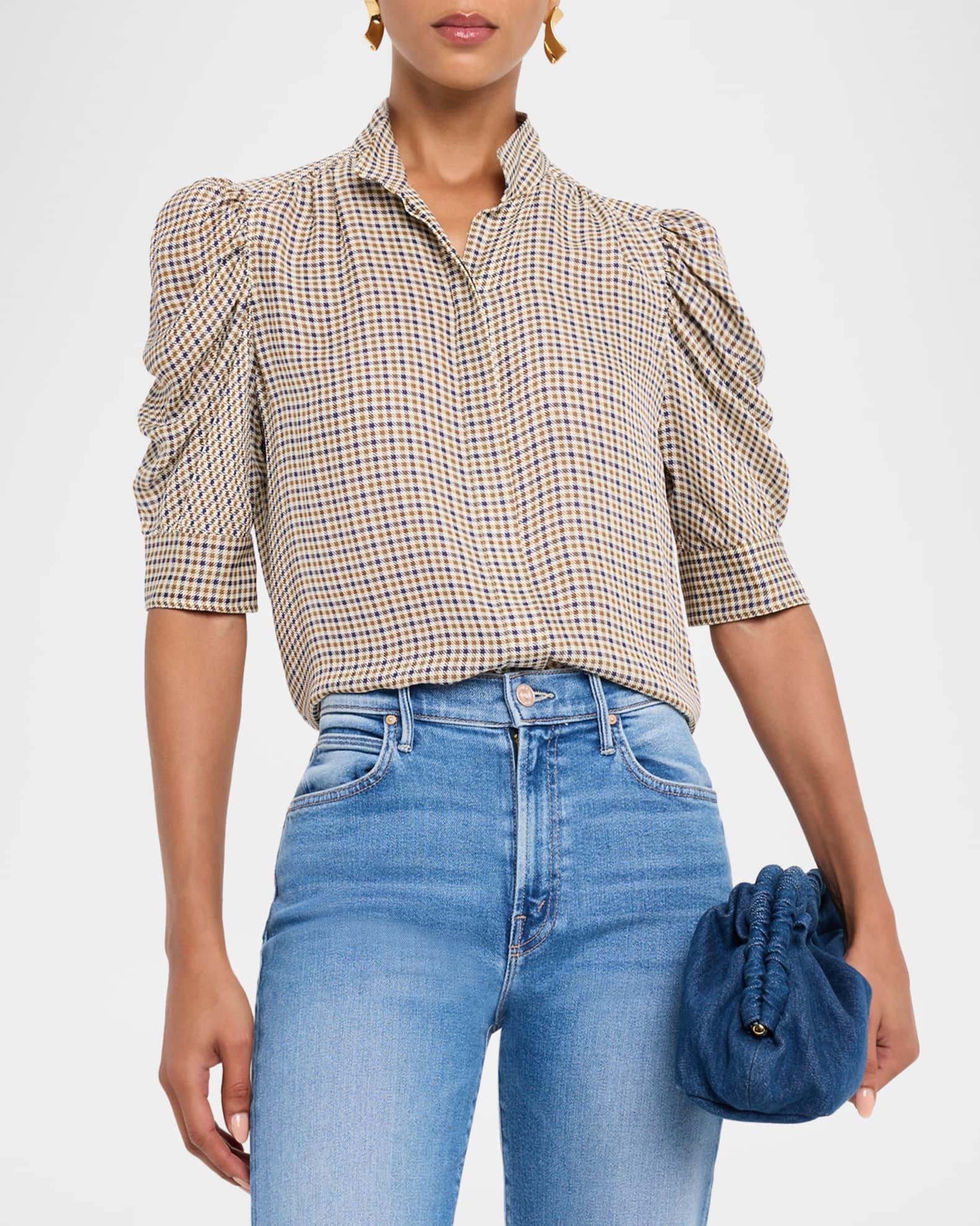The Houndstooth Silk Blouse Product Image