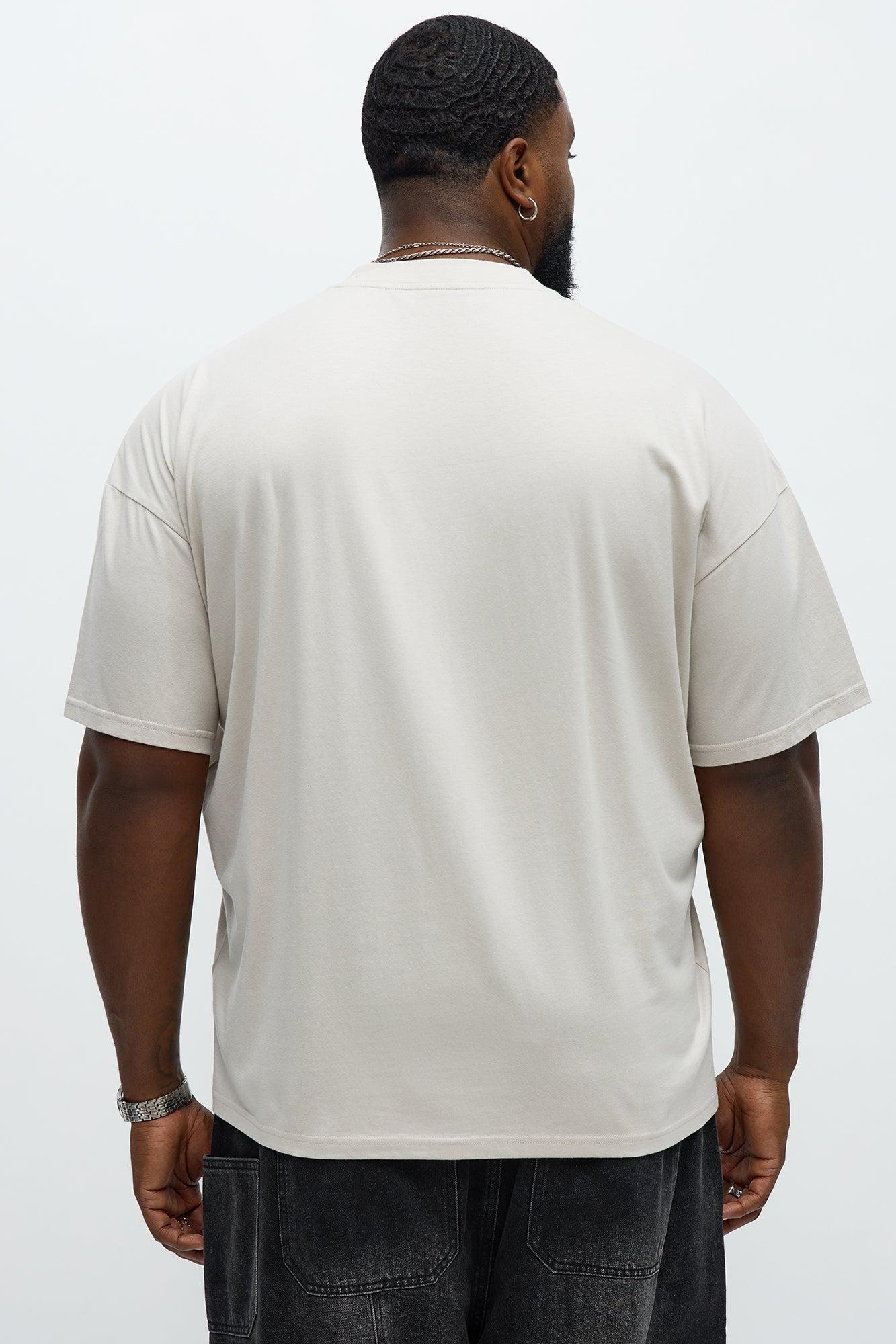 Oversized Mini Embroidery Heavy Weight Boxy tee - Taupe Male Product Image