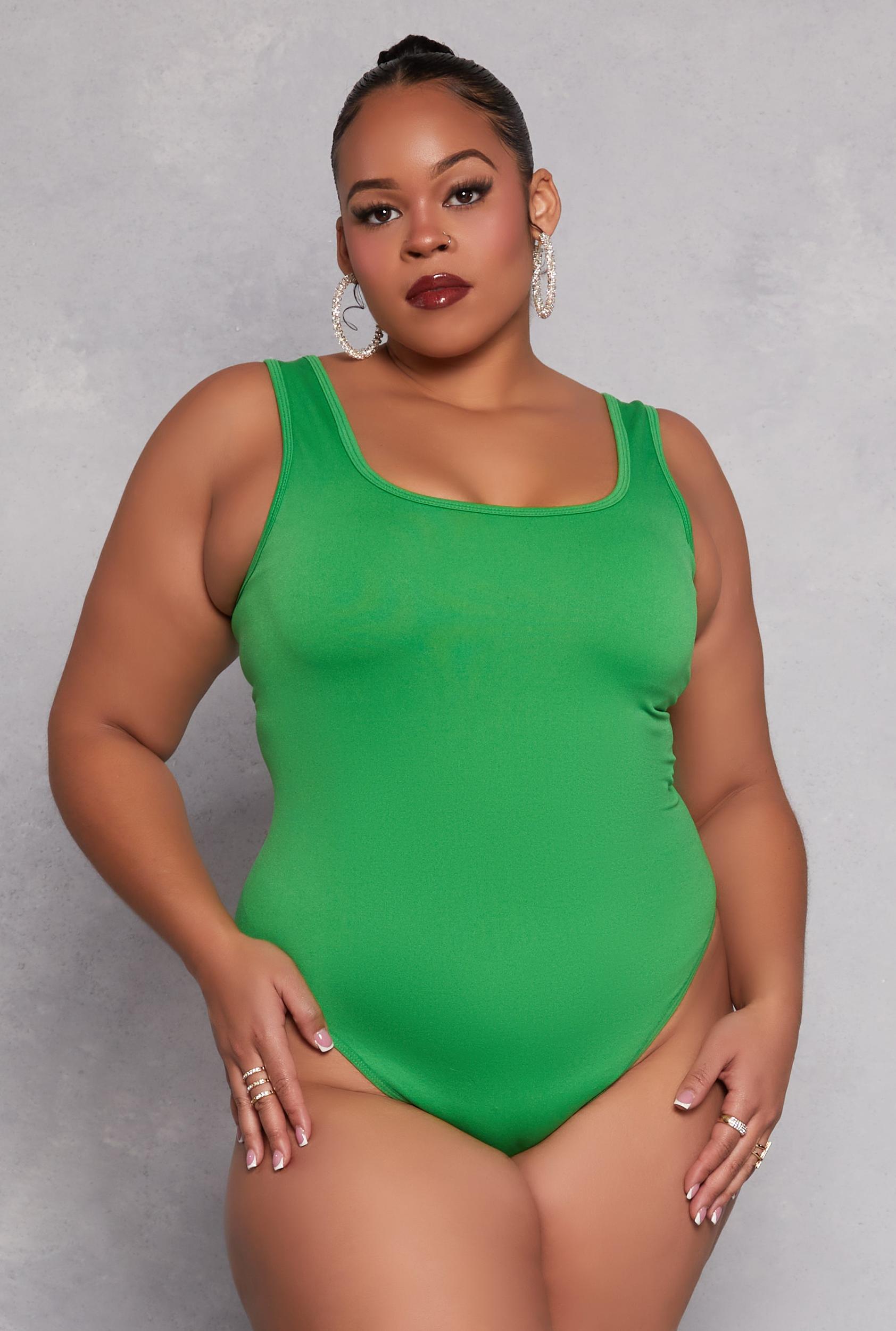 Womens Plus Size Square Neck Tank Bodysuit Product Image