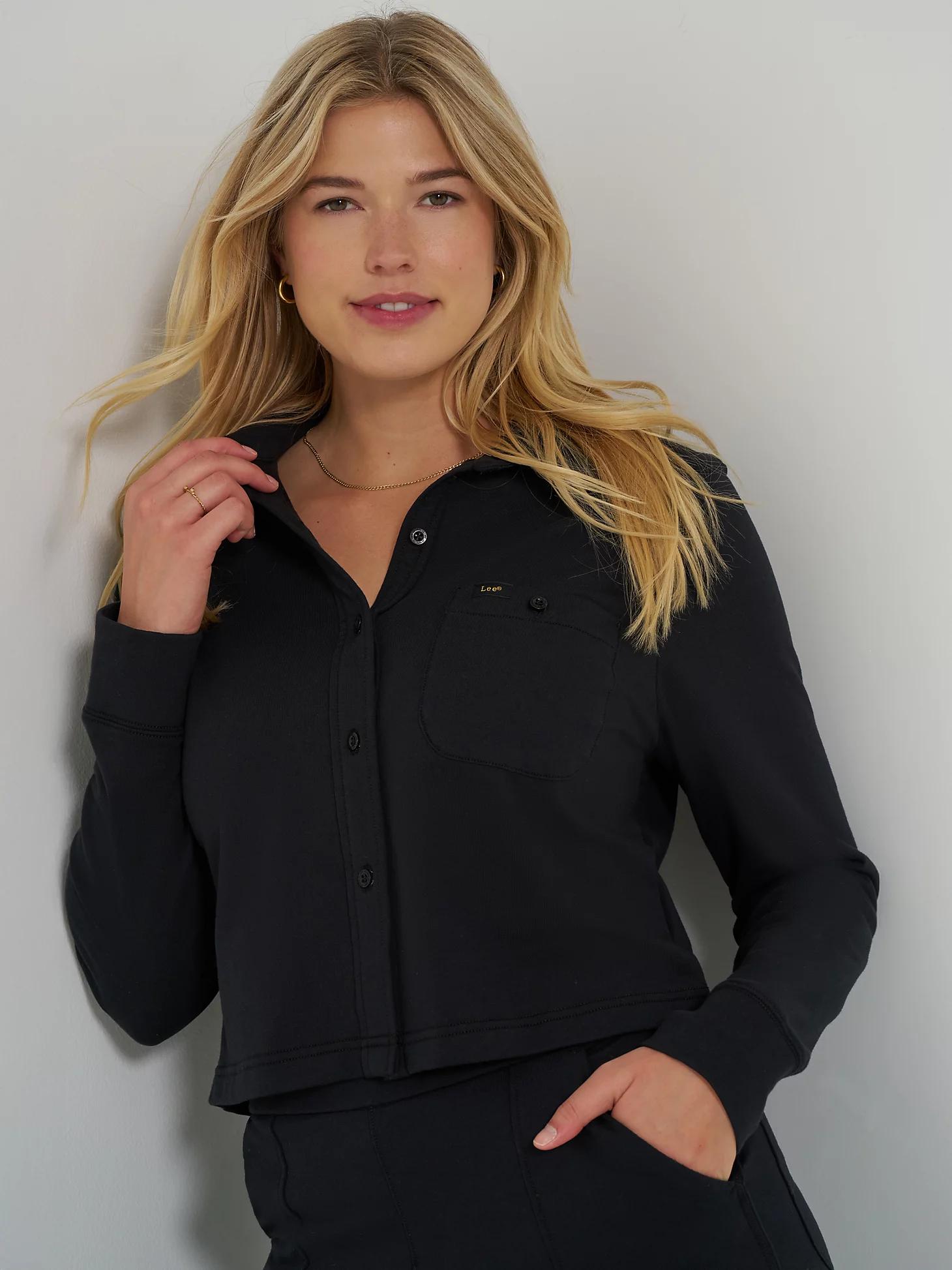 Women's All Purpose Solid Knit Button Down Shirt | Women's Tops & Tees | Lee® Product Image