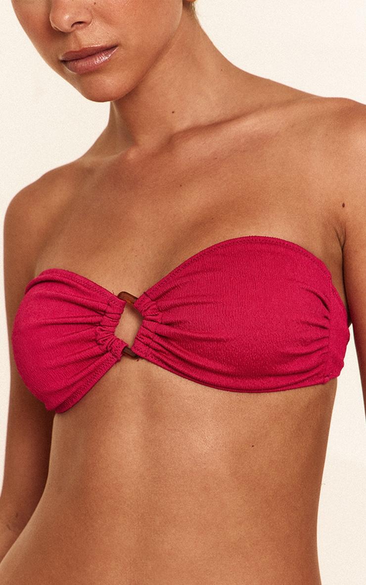 Fuschia Textured Bandeau Bikini Top Product Image