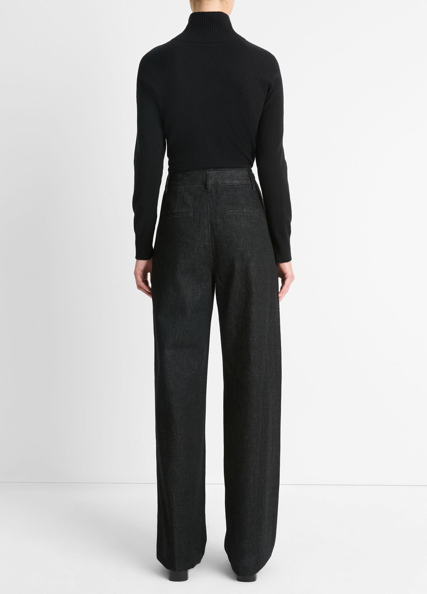 Washed Cotton Denim Double-Waistband Trouser Product Image