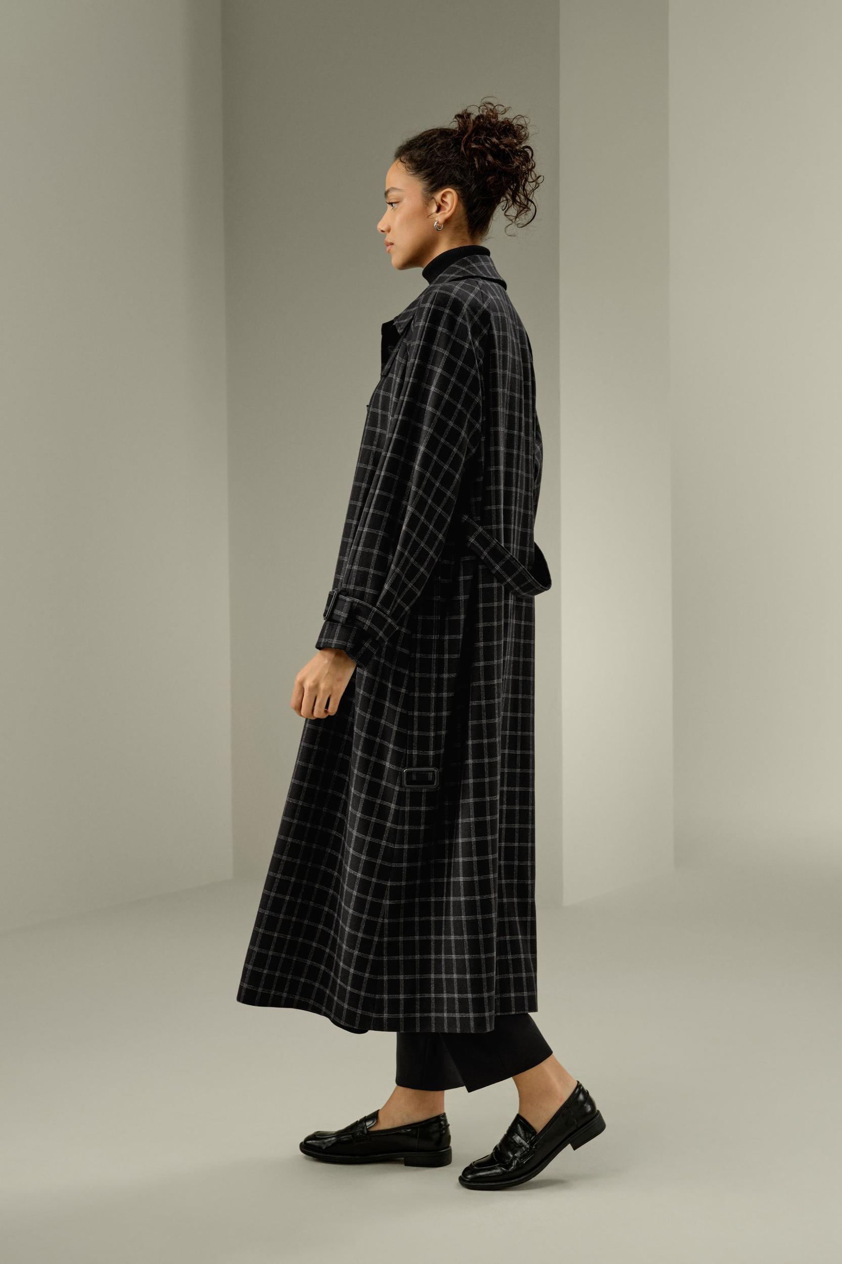 Classic Silk-Wool Windowpane Coat Product Image