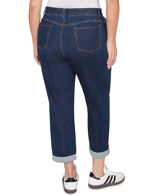 Ruby Rd. Plus Size Ultra-Soft Rolled Hem Girlfriend Jeans Product Image